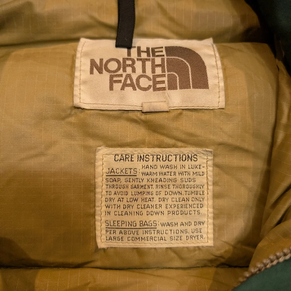 VTG 70s North Face Puffer Jacket Green Mens M Flaw Talon Zipper - Picture 3 of 12